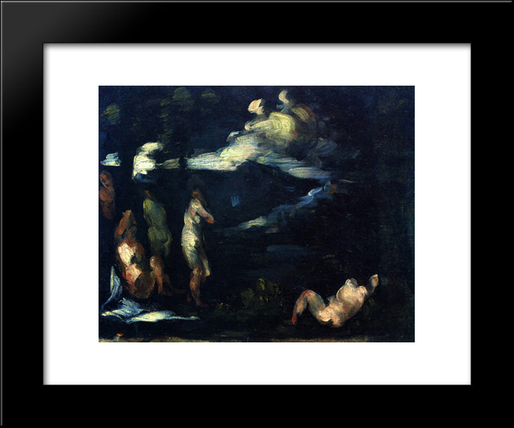 Bathers 20x24 Black Modern Wood Framed Art Print Poster by Cezanne, Paul