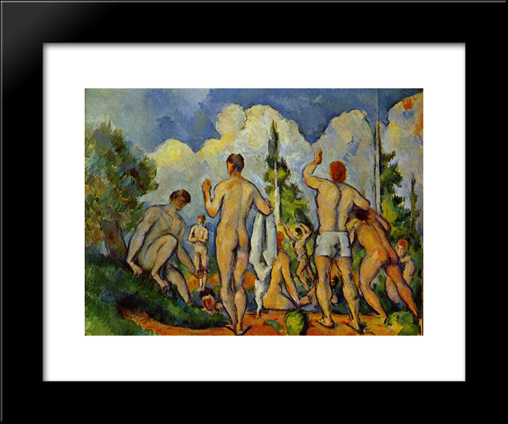 Bathers 20x24 Black Modern Wood Framed Art Print Poster by Cezanne, Paul