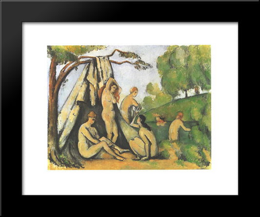 Bathers In Front Of A Tend 20x24 Black Modern Wood Framed Art Print Poster by Cezanne, Paul