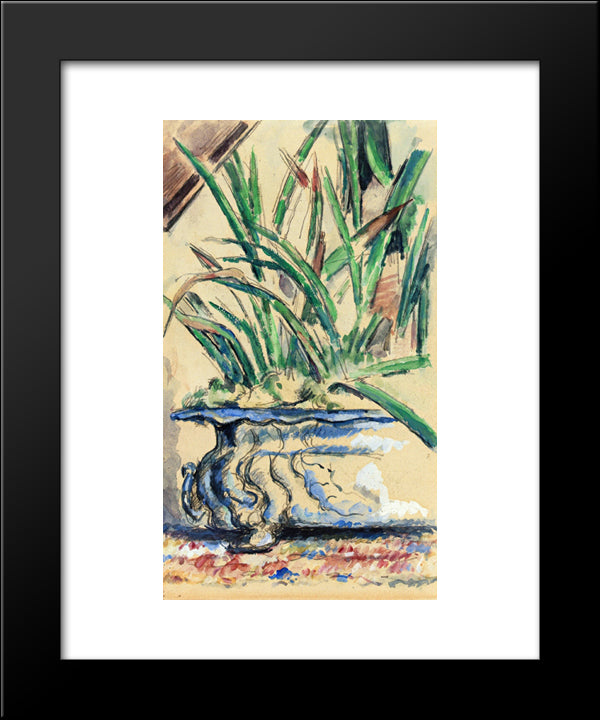 Blue Flowerpot 20x24 Black Modern Wood Framed Art Print Poster by Cezanne, Paul