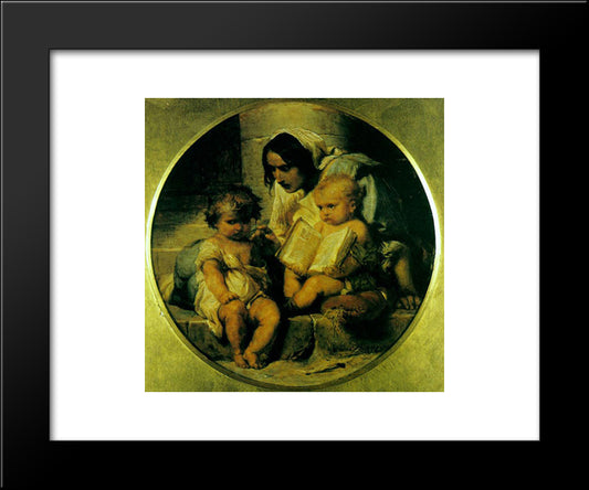 A Child Learning To Read 20x24 Black Modern Wood Framed Art Print Poster by Delaroche, Paul