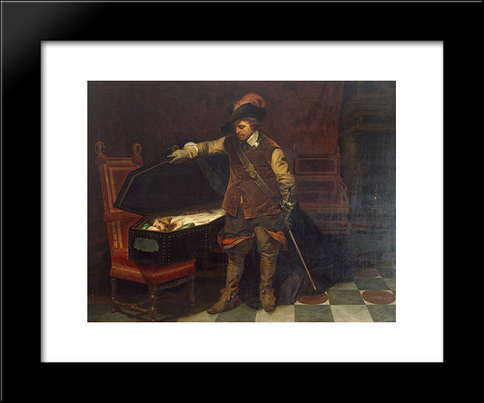 Cromwell Before The Coffin Of Charles I 20x24 Black Modern Wood Framed Art Print Poster by Delaroche, Paul