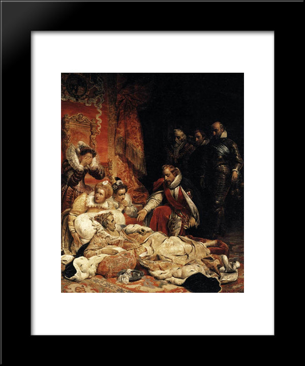 Death Of Elizabeth I, Queen Of England 20x24 Black Modern Wood Framed Art Print Poster by Delaroche, Paul