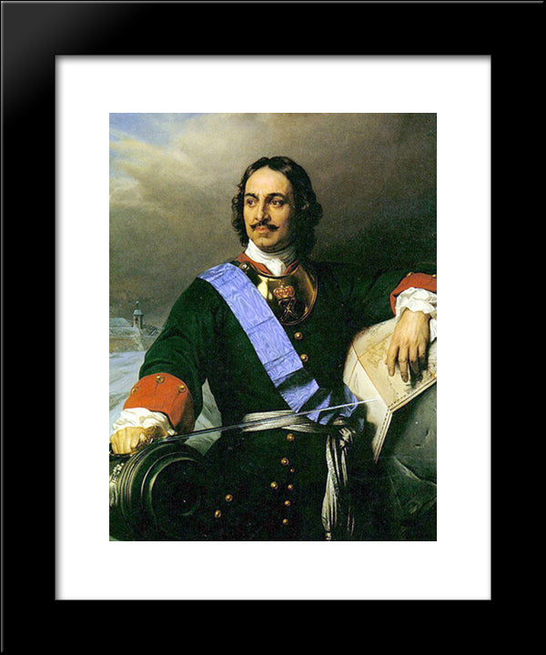 Peter The Great 20x24 Black Modern Wood Framed Art Print Poster by Delaroche, Paul