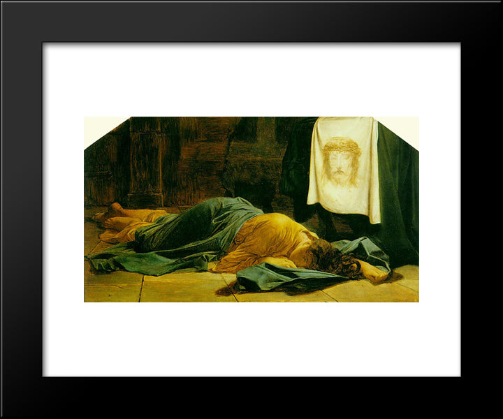 Saint Veronica 20x24 Black Modern Wood Framed Art Print Poster by Delaroche, Paul