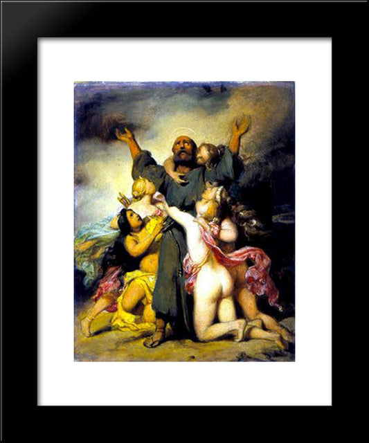 The Temptation Of S.Anthony 20x24 Black Modern Wood Framed Art Print Poster by Delaroche, Paul