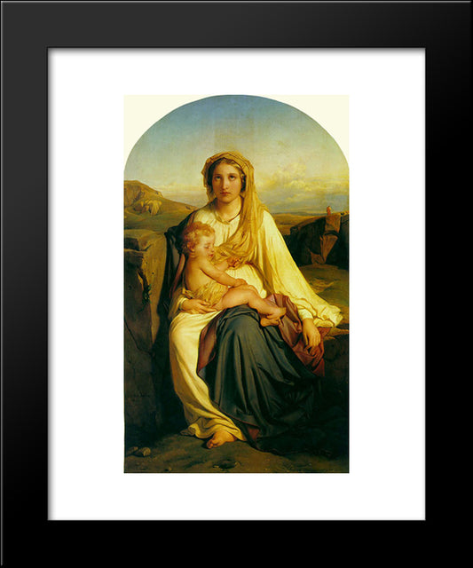 Virgin And Child 20x24 Black Modern Wood Framed Art Print Poster by Delaroche, Paul