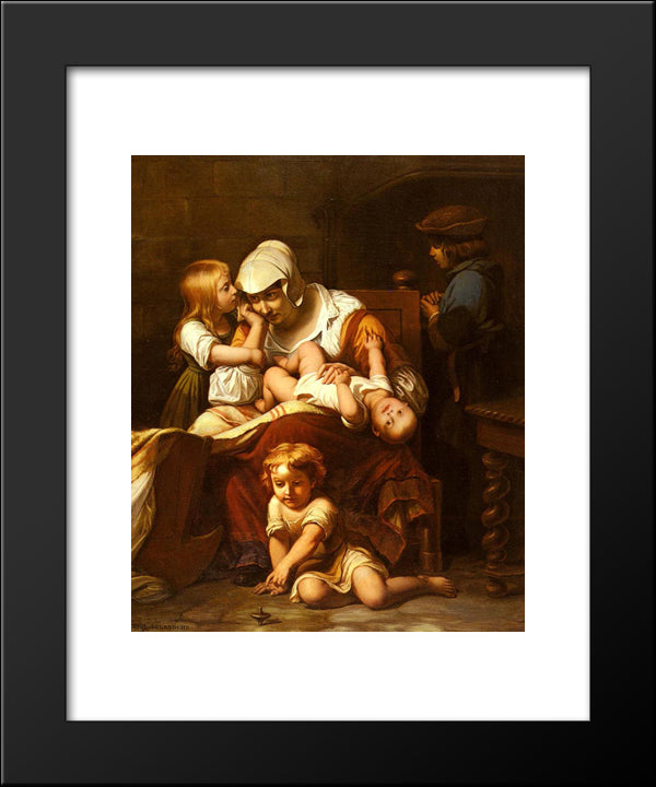 Young Mother And Her Children 20x24 Black Modern Wood Framed Art Print Poster by Delaroche, Paul