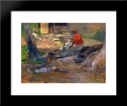 A Little Washerman 20x24 Black Modern Wood Framed Art Print Poster by Gauguin, Paul