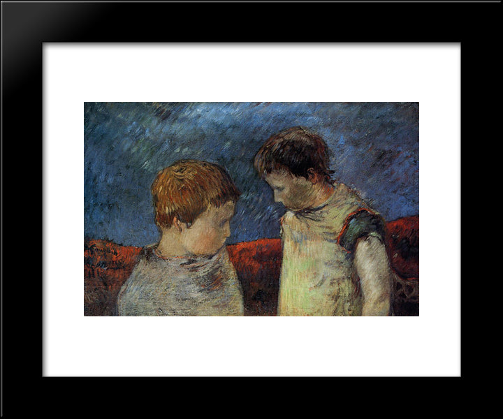 Aline Gauguin And One Of Her Brothers 20x24 Black Modern Wood Framed Art Print Poster by Gauguin, Paul