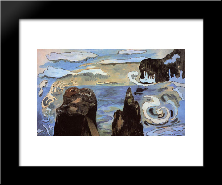 At The Black Rocks 20x24 Black Modern Wood Framed Art Print Poster by Gauguin, Paul