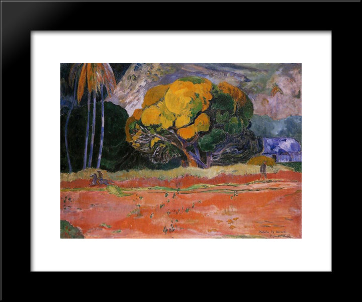 At The Foot Of The Mountain 20x24 Black Modern Wood Framed Art Print Poster by Gauguin, Paul