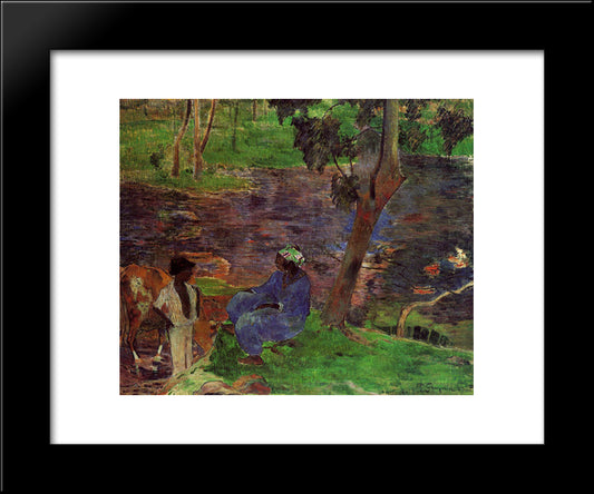 At The Pond 20x24 Black Modern Wood Framed Art Print Poster by Gauguin, Paul