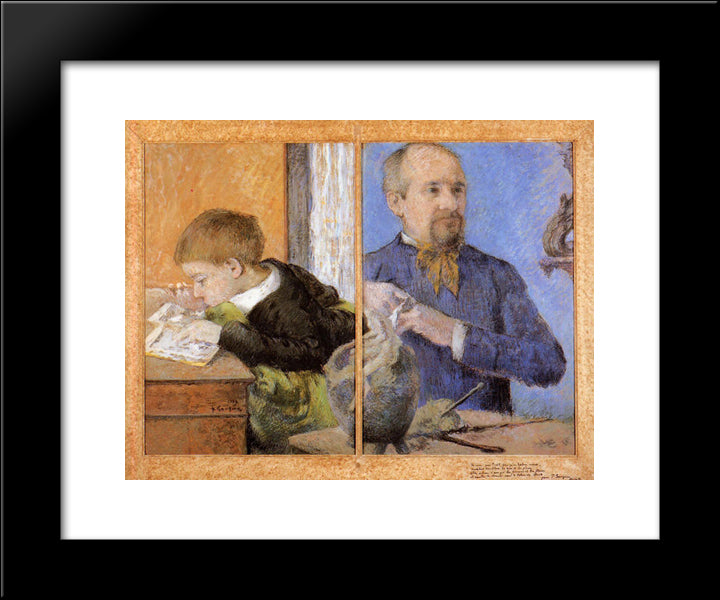 Aube The Sculptor And His Son 20x24 Black Modern Wood Framed Art Print Poster by Gauguin, Paul