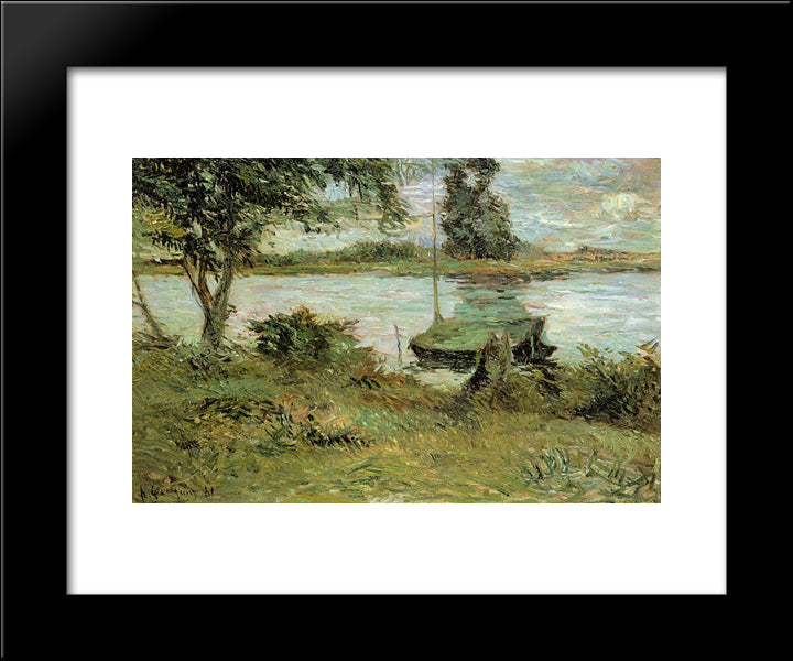 Banks Of The Oise 20x24 Black Modern Wood Framed Art Print Poster by Gauguin, Paul