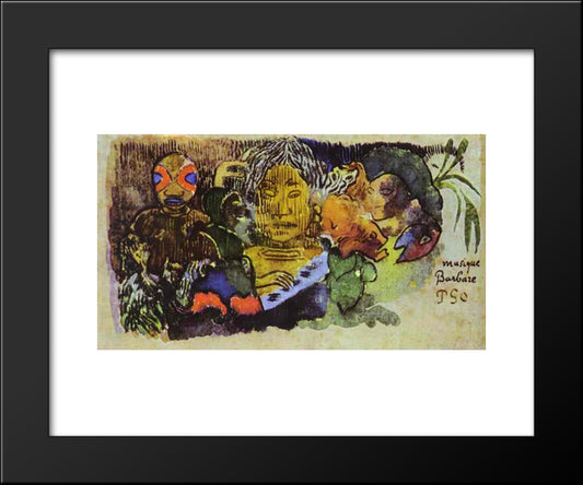 Barbarian Music 20x24 Black Modern Wood Framed Art Print Poster by Gauguin, Paul