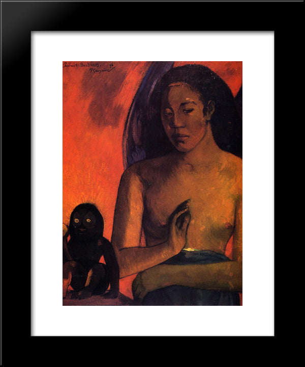 Barbarian Poems 20x24 Black Modern Wood Framed Art Print Poster by Gauguin, Paul