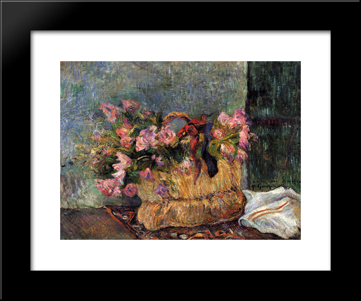 Basket Of Flowers 20x24 Black Modern Wood Framed Art Print Poster by Gauguin, Paul