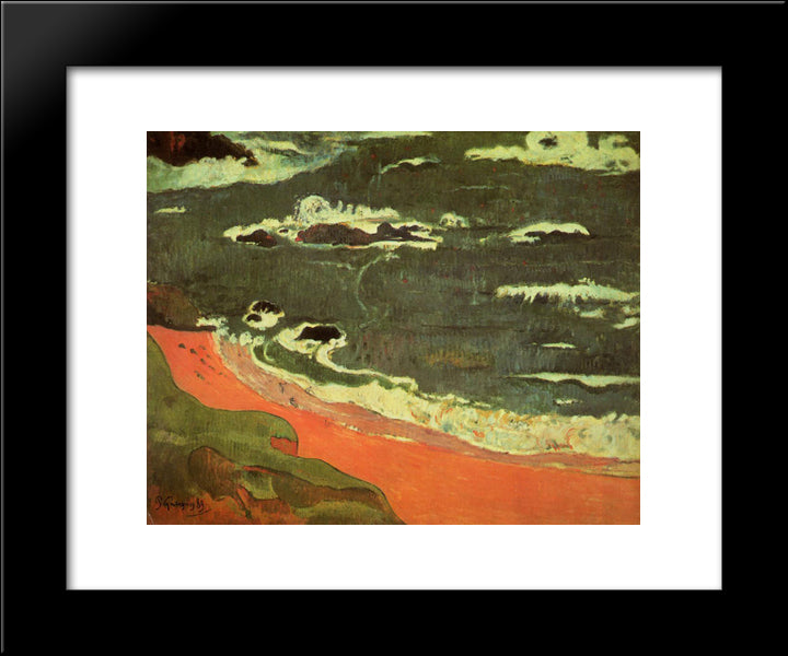 Beach At Le Pouldu 20x24 Black Modern Wood Framed Art Print Poster by Gauguin, Paul