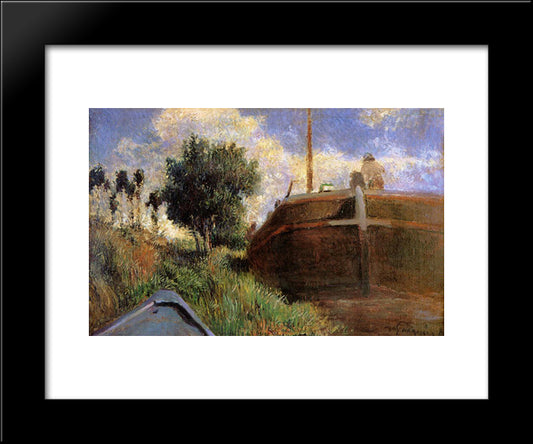 Blue Barge 20x24 Black Modern Wood Framed Art Print Poster by Gauguin, Paul