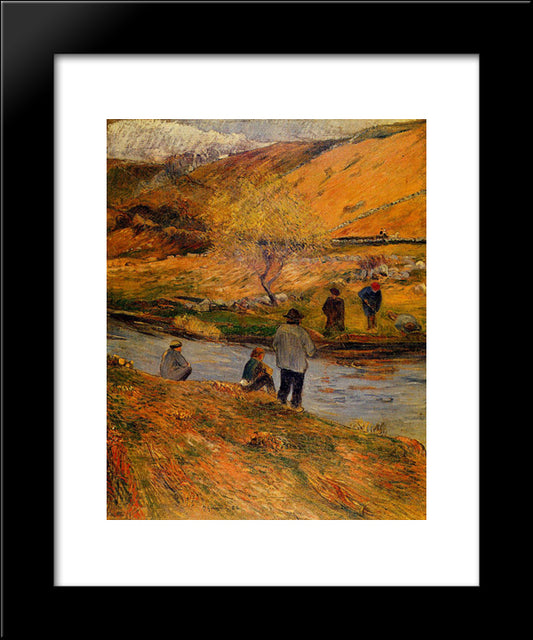 Breton Fisherman 20x24 Black Modern Wood Framed Art Print Poster by Gauguin, Paul