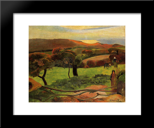 Breton Landscape - Fields By The Sea (Le Pouldu) 20x24 Black Modern Wood Framed Art Print Poster by Gauguin, Paul