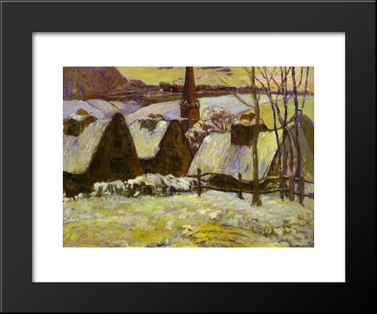 Breton Village Under Snow 20x24 Black Modern Wood Framed Art Print Poster by Gauguin, Paul