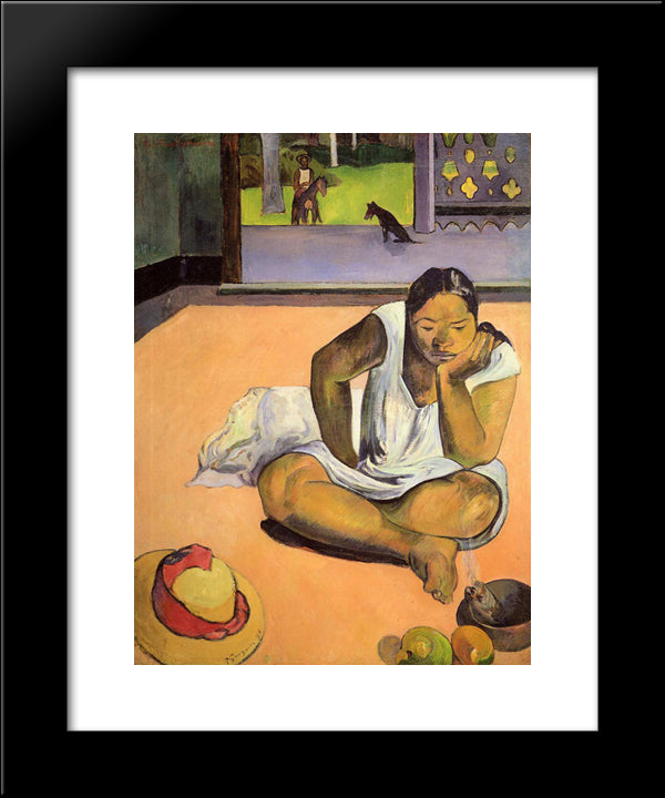 Brooding Woman 20x24 Black Modern Wood Framed Art Print Poster by Gauguin, Paul