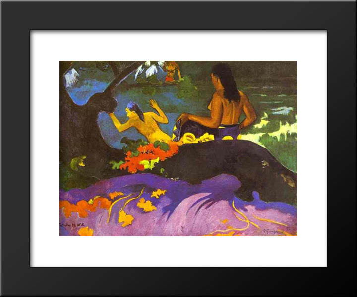 By The Sea 20x24 Black Modern Wood Framed Art Print Poster by Gauguin, Paul
