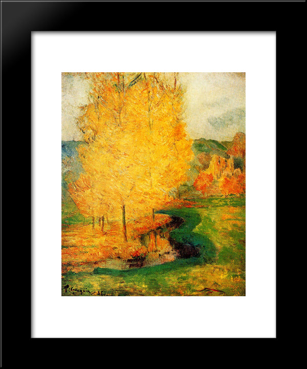 By The Stream, Autumn 20x24 Black Modern Wood Framed Art Print Poster by Gauguin, Paul