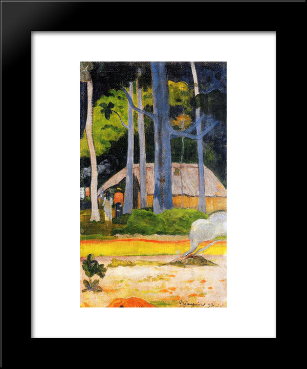 Cabin Under The Trees 20x24 Black Modern Wood Framed Art Print Poster by Gauguin, Paul