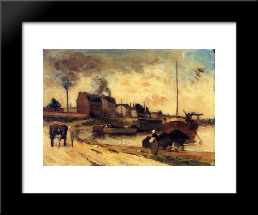 Cail Factories And Quai Of Grenelle 20x24 Black Modern Wood Framed Art Print Poster by Gauguin, Paul