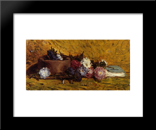 China Asters, Hat And Book 20x24 Black Modern Wood Framed Art Print Poster by Gauguin, Paul