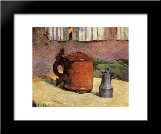 Clay Jug And Irin Mug 20x24 Black Modern Wood Framed Art Print Poster by Gauguin, Paul