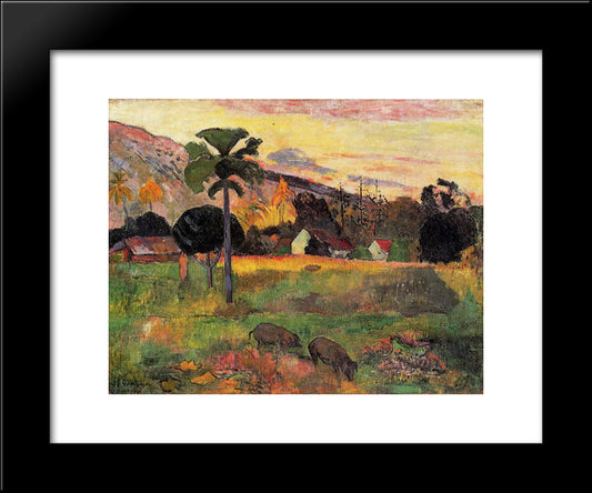 Come Here 20x24 Black Modern Wood Framed Art Print Poster by Gauguin, Paul