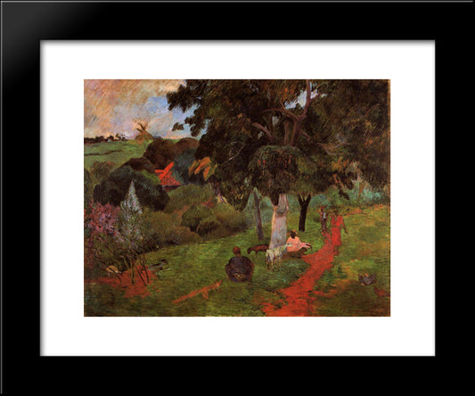 Coming And Going, Martinique 20x24 Black Modern Wood Framed Art Print Poster by Gauguin, Paul