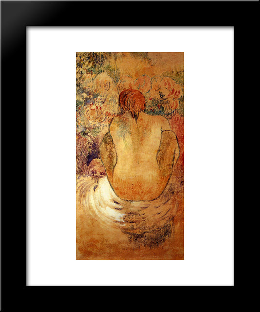 Crouching Tahitian Woman 20x24 Black Modern Wood Framed Art Print Poster by Gauguin, Paul