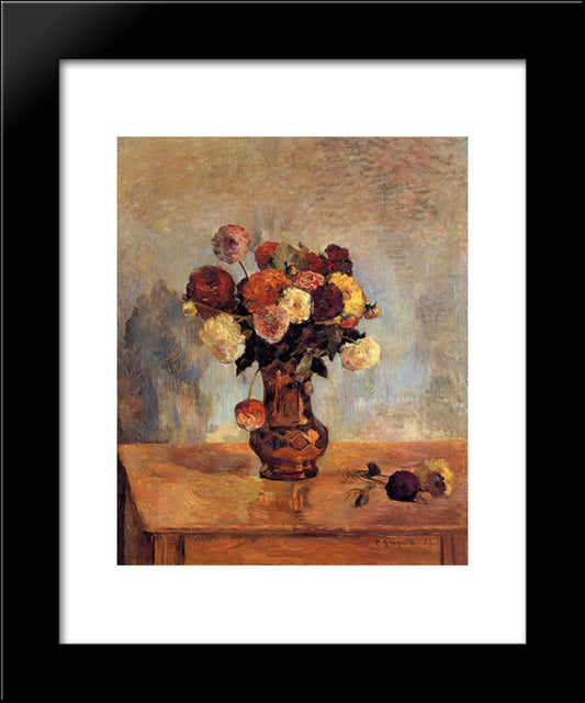 Dahlias In A Copper Vase 20x24 Black Modern Wood Framed Art Print Poster by Gauguin, Paul