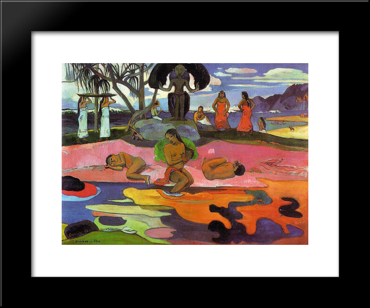 Day Of The Gods 20x24 Black Modern Wood Framed Art Print Poster by Gauguin, Paul