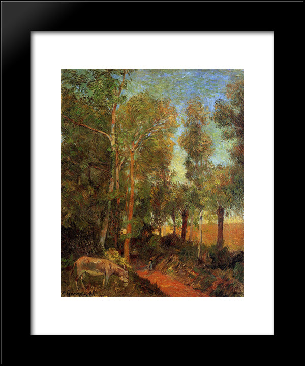 Donkey By Lane 20x24 Black Modern Wood Framed Art Print Poster by Gauguin, Paul