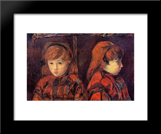 Double Portrait Of A Young Girl (Mademoiselle Lafuite) 20x24 Black Modern Wood Framed Art Print Poster by Gauguin, Paul