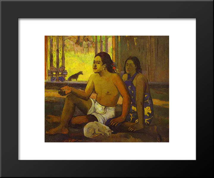 Eiaha Ohipa Or Tahitians In A Room 20x24 Black Modern Wood Framed Art Print Poster by Gauguin, Paul