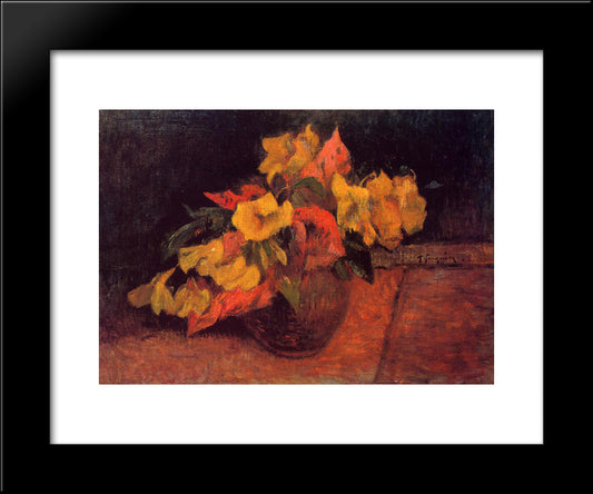 Evening Primroses In The Vase 20x24 Black Modern Wood Framed Art Print Poster by Gauguin, Paul