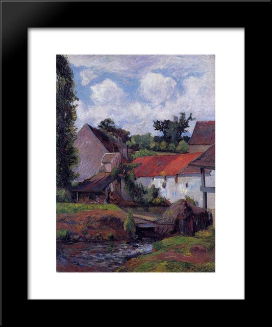 Farm In Osny 20x24 Black Modern Wood Framed Art Print Poster by Gauguin, Paul