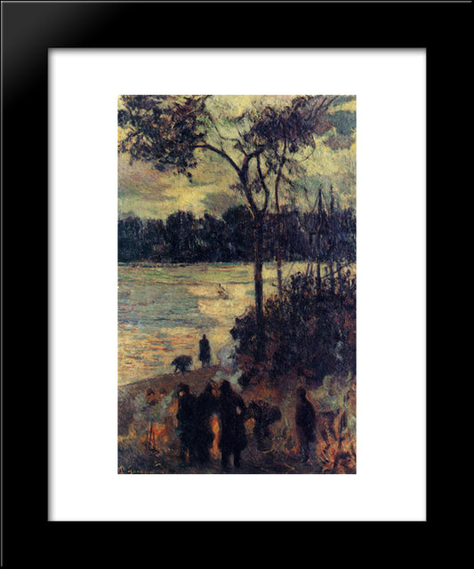 Fire By The Water 20x24 Black Modern Wood Framed Art Print Poster by Gauguin, Paul