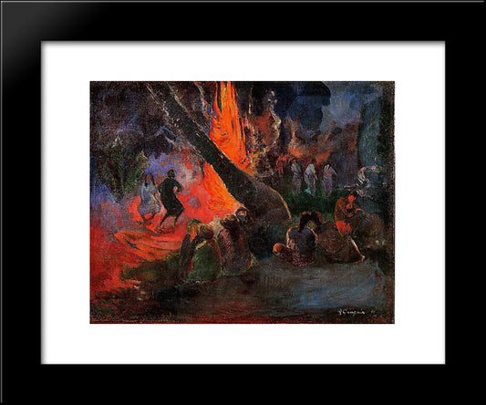 Fire Dance 20x24 Black Modern Wood Framed Art Print Poster by Gauguin, Paul