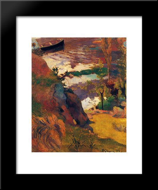 Fisherman And Bathers On The Aven 20x24 Black Modern Wood Framed Art Print Poster by Gauguin, Paul