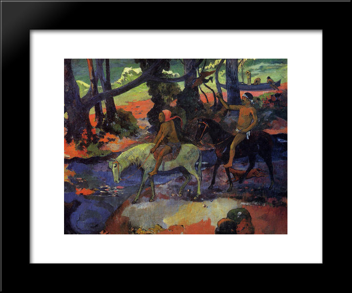 Flight 20x24 Black Modern Wood Framed Art Print Poster by Gauguin, Paul