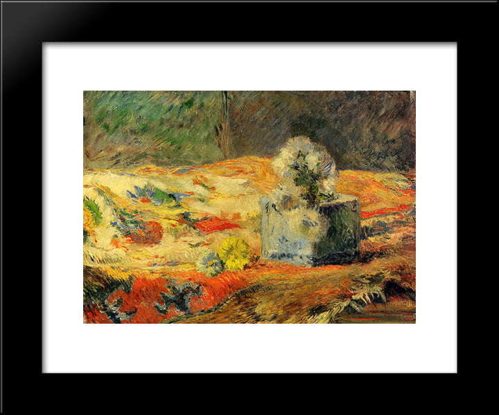 Flowers And Carpet 20x24 Black Modern Wood Framed Art Print Poster by Gauguin, Paul