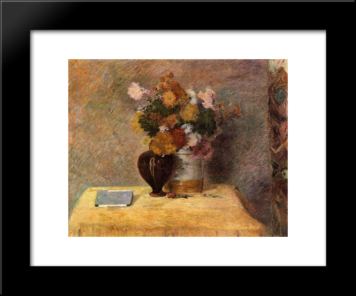 Flowers And Japanese Book 20x24 Black Modern Wood Framed Art Print Poster by Gauguin, Paul